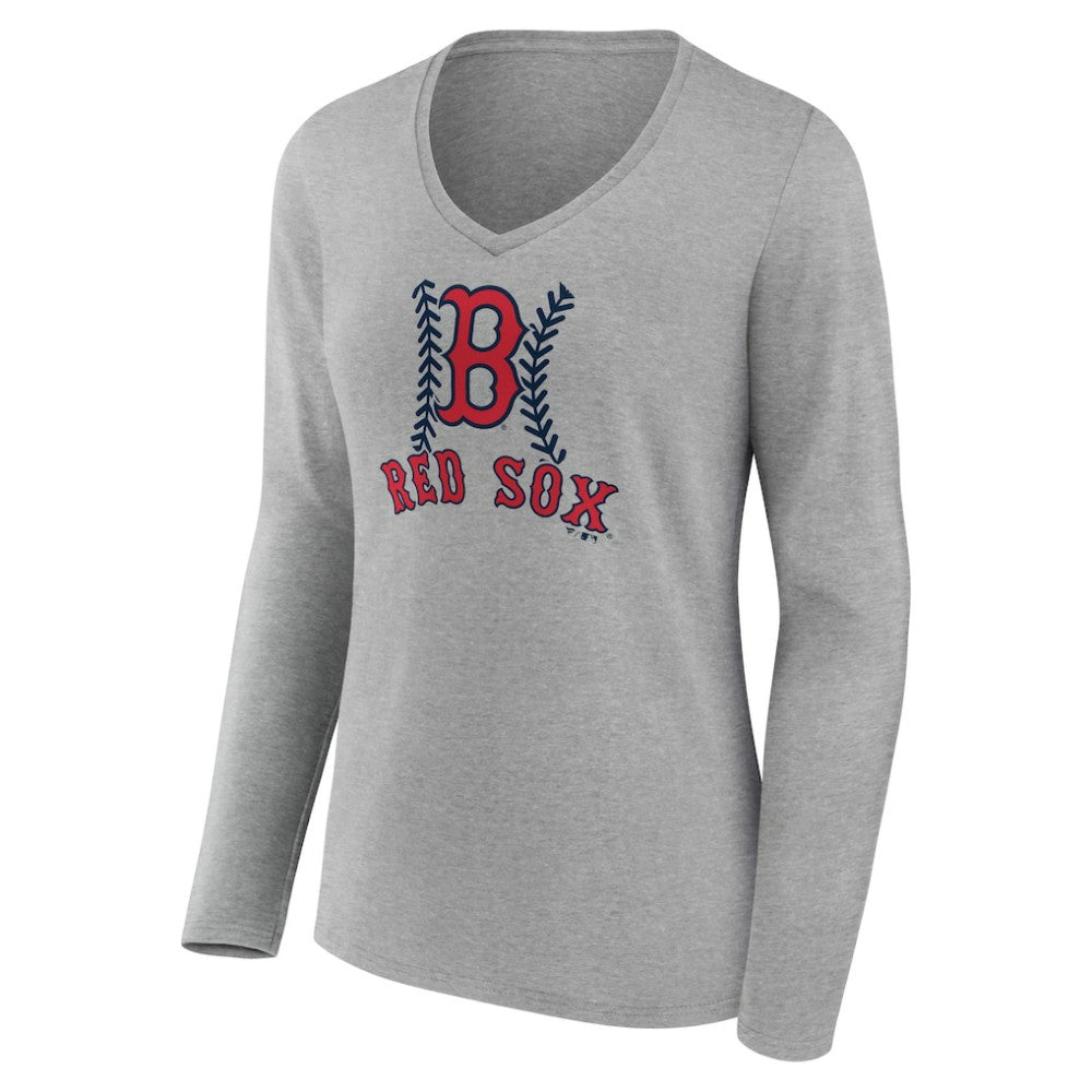 MLB Boston Red Sox Women's Personalized Name & Number Fastball Long Sleeve V-Neck T-Shirt