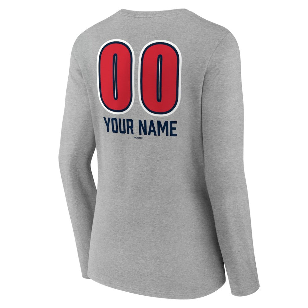 MLB Boston Red Sox Women's Personalized Name & Number Fastball Long Sleeve V-Neck T-Shirt