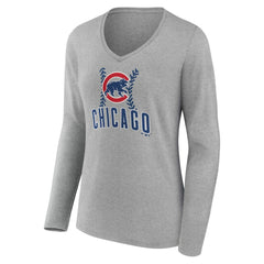 MLB Chicago Cubs Women's Personalized Name & Number Fastball Long Sleeve V-Neck T-Shirt