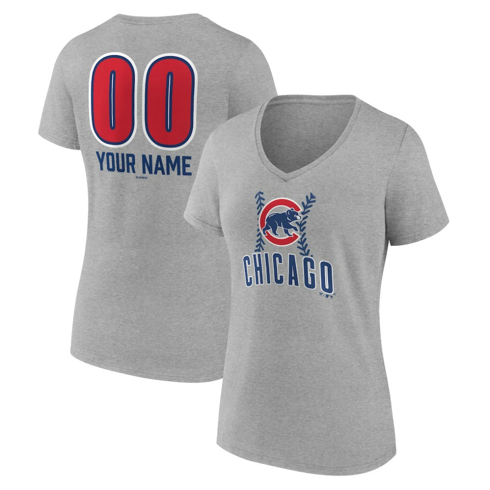 MLB Chicago Cubs Women's Personalized Name & Number Fastball V-Neck T-Shirt
