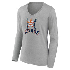 MLB Houston Astros Women's Personalized Name & Number Fastball Long Sleeve V-Neck T-Shirt