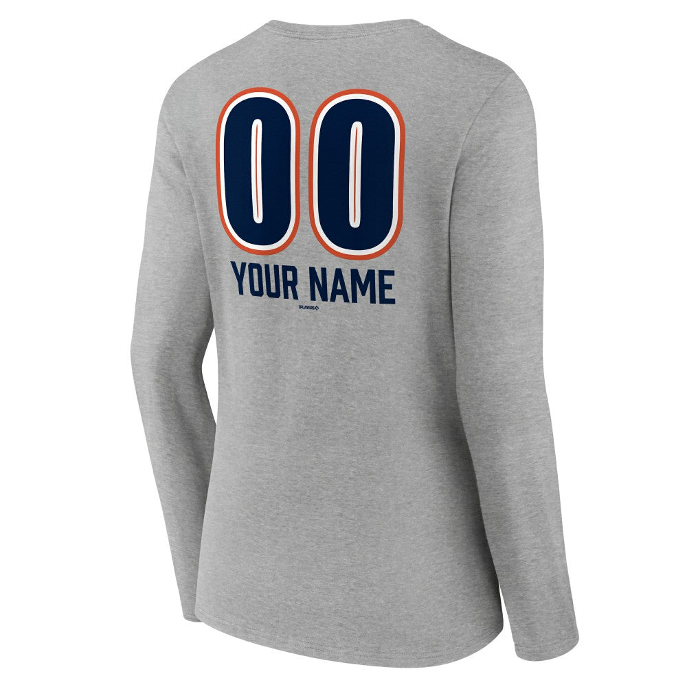 MLB Houston Astros Women's Personalized Name & Number Fastball Long Sleeve V-Neck T-Shirt