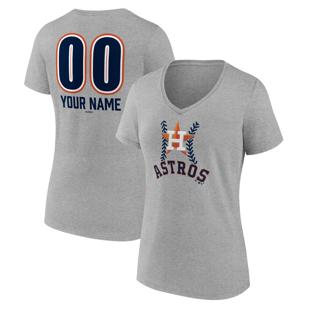 MLB Houston Astros Women's Personalized Name & Number Fastball V-Neck T-Shirt