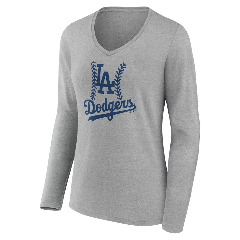 MLB Los Angeles Dodgers Women's Personalized Name & Number Fastball Long Sleeve V-Neck T-Shirt