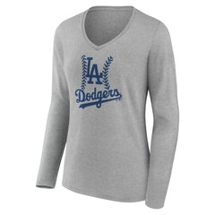 MLB Los Angeles Dodgers Women's Personalized Name & Number Fastball Long Sleeve V-Neck T-Shirt