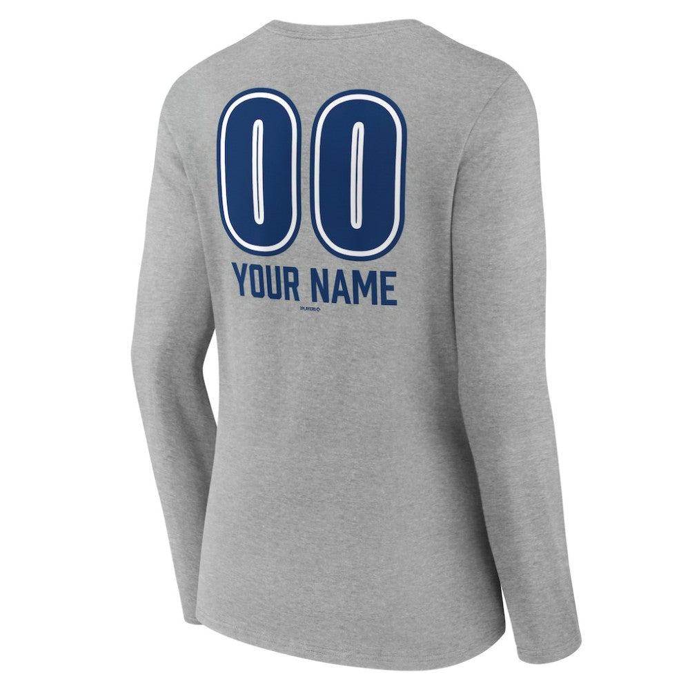 MLB Los Angeles Dodgers Women's Personalized Name & Number Fastball Long Sleeve V-Neck T-Shirt