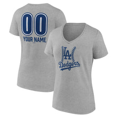 MLB Los Angeles Dodgers Women's Personalized Name & Number Fastball V-Neck T-Shirt