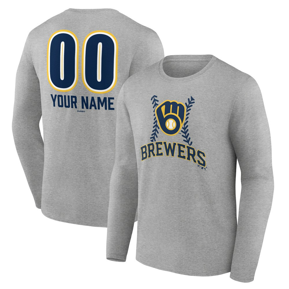 MLB Milwaukee Brewers Personalized Name & Number Fastball Long Sleeve T-Shirt