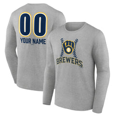 MLB Milwaukee Brewers Personalized Name & Number Fastball Long Sleeve T-Shirt
