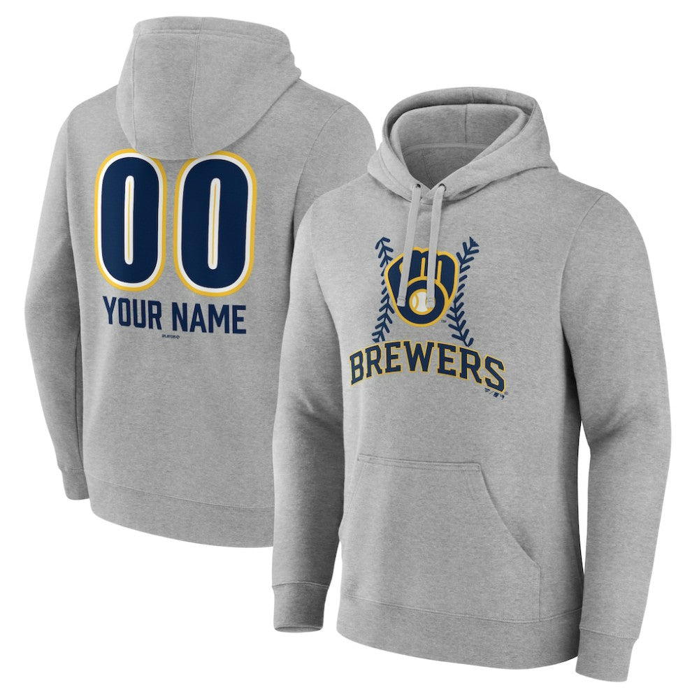 MLB Milwaukee Brewers Personalized Name & Number Fastball Pullover Hoodie