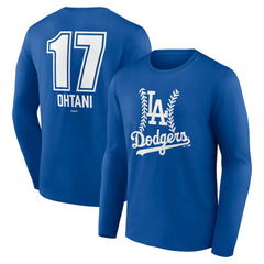 MLB Shohei Ohtani Los Angeles Dodgers Fastball Player Name & Number Long Sleeve T-Shirt