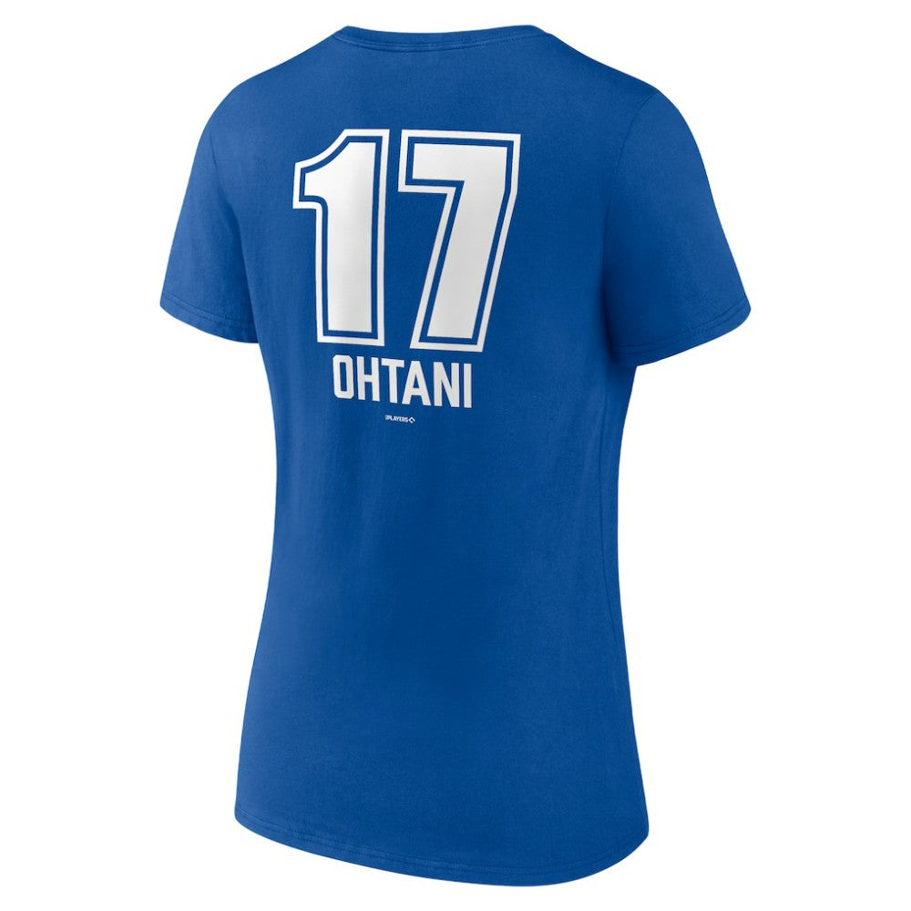 MLB Shohei Ohtani Los Angeles Dodgers Women's Fastball Player Name & Number V-Neck T-Shirt