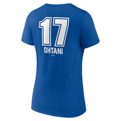 MLB Shohei Ohtani Los Angeles Dodgers Women's Fastball Player Name & Number V-Neck T-Shirt