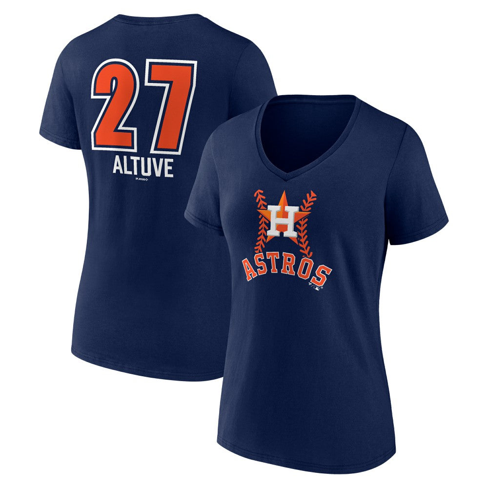 MLB Jose Altuve Houston Astros Women's Fastball Player Name & Number V-Neck T-Shirt
