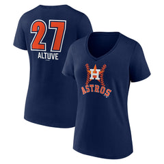 MLB Jose Altuve Houston Astros Women's Fastball Player Name & Number V-Neck T-Shirt