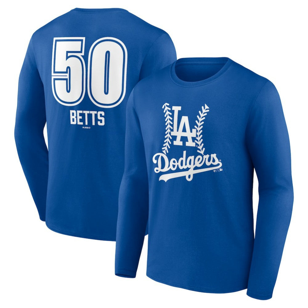 MLB Mookie Betts Los Angeles Dodgers Fastball Player Name & Number Long Sleeve T-Shirt