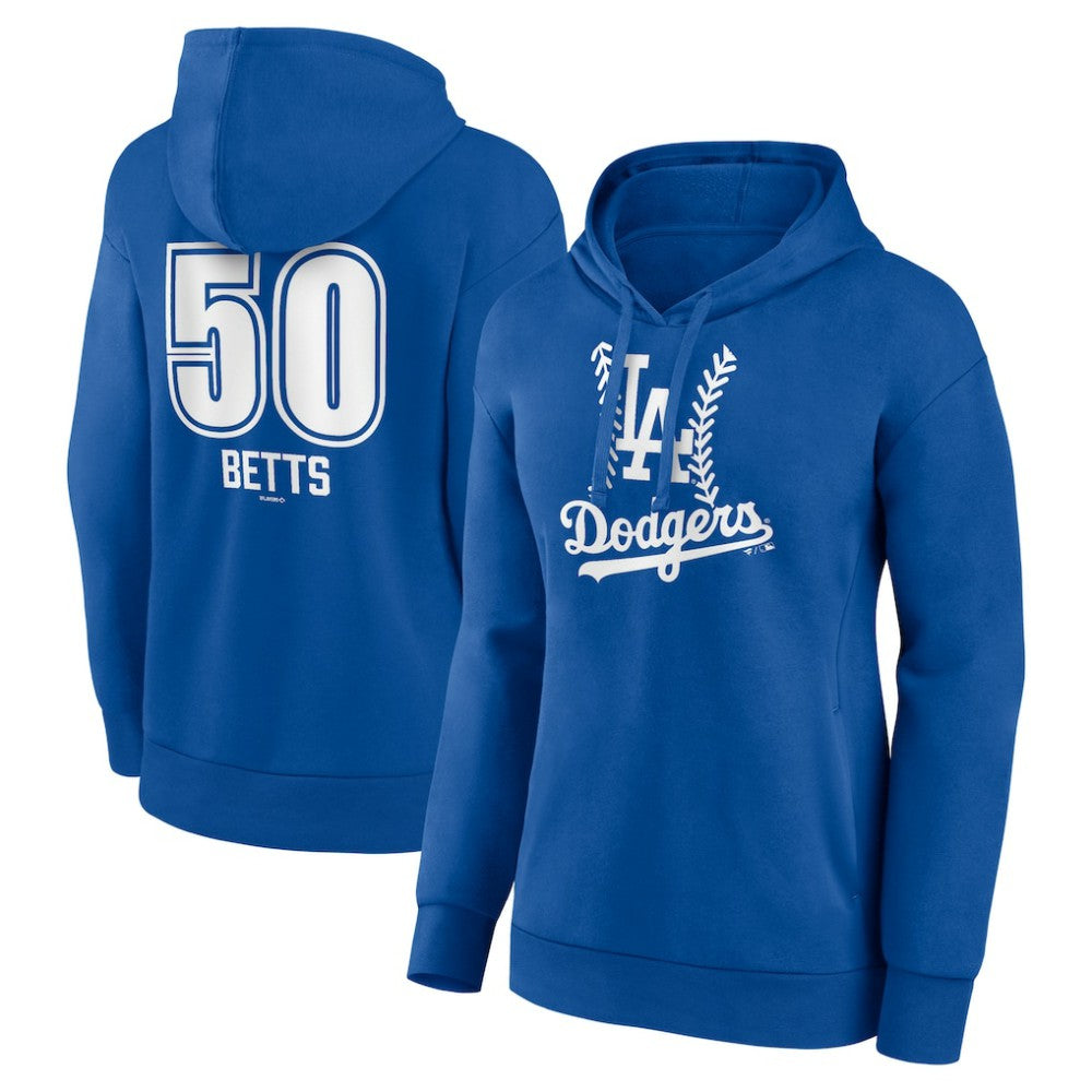 MLB Mookie Betts Los Angeles Dodgers Women's Fastball Player Name & Number Pullover Hoodie