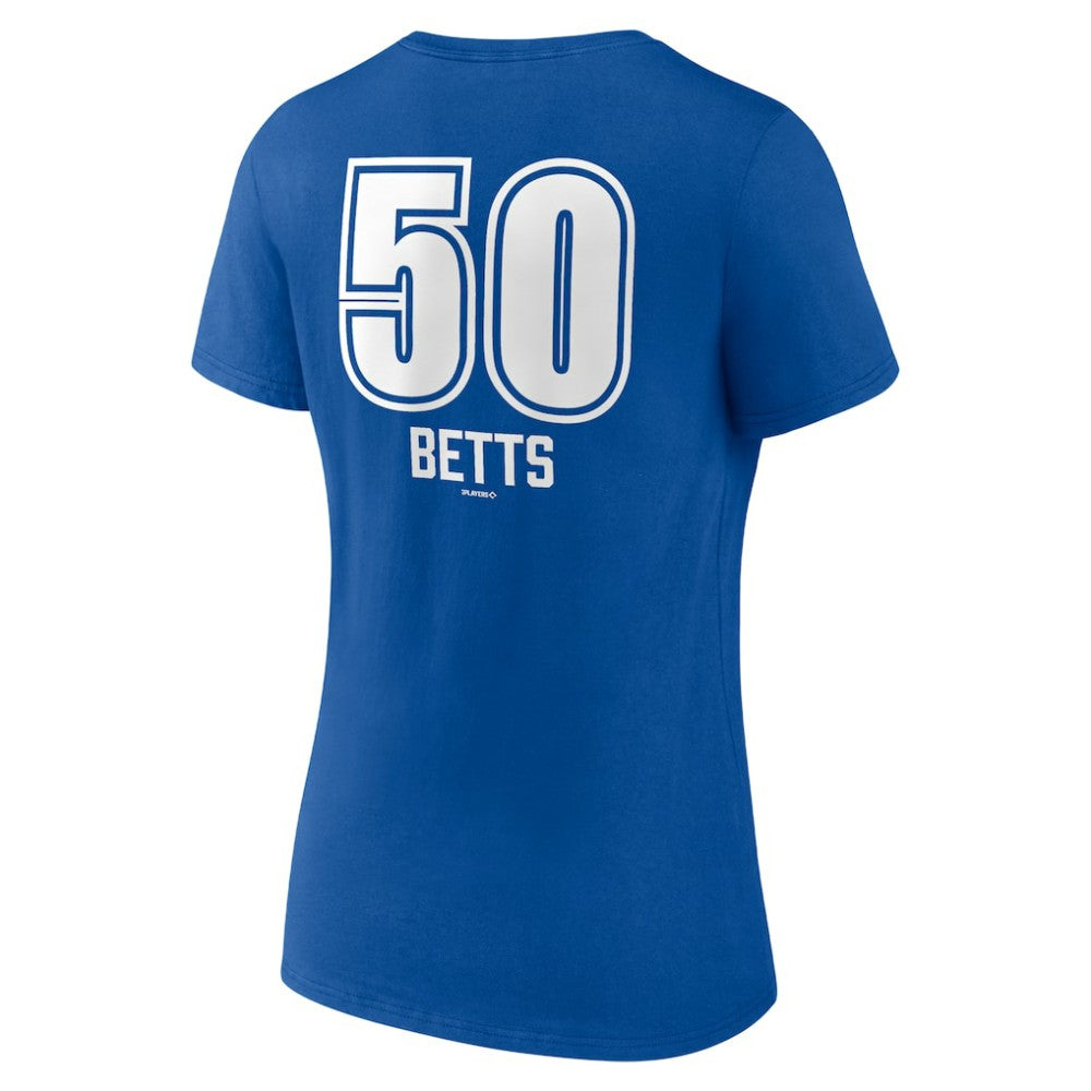 MLB Mookie Betts Los Angeles Dodgers Women's Fastball Player Name & Number V-Neck T-Shirt