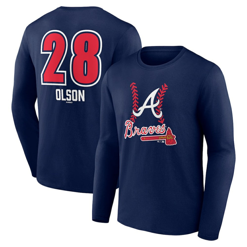 MLB Matt Olson Atlanta Braves Fastball Player Name & Number Long Sleeve T-Shirt
