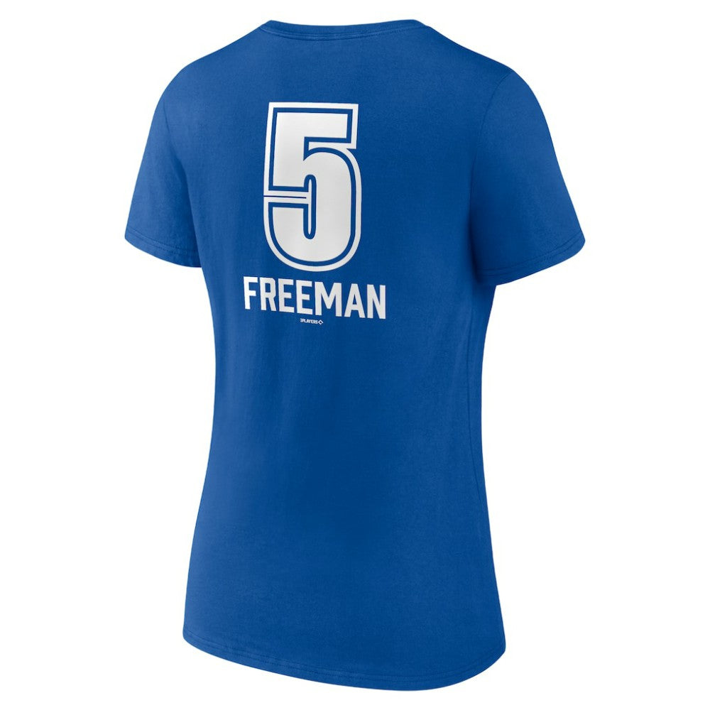 MLB Freddie Freeman Los Angeles Dodgers Women's Fastball Player Name & Number V-Neck T-Shirt