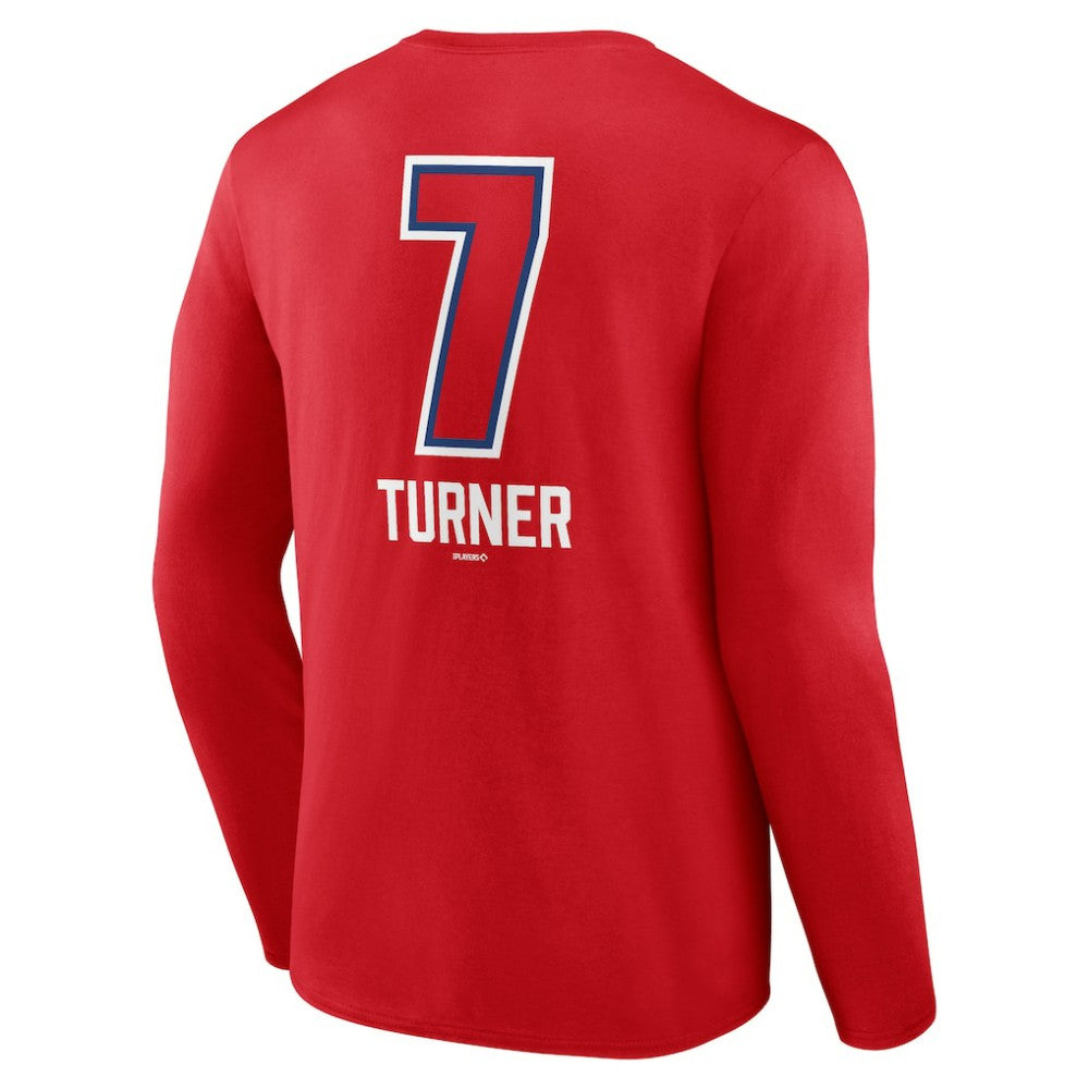 MLB Trea Turner Philadelphia Phillies Fastball Player Name & Number Long Sleeve T-Shirt