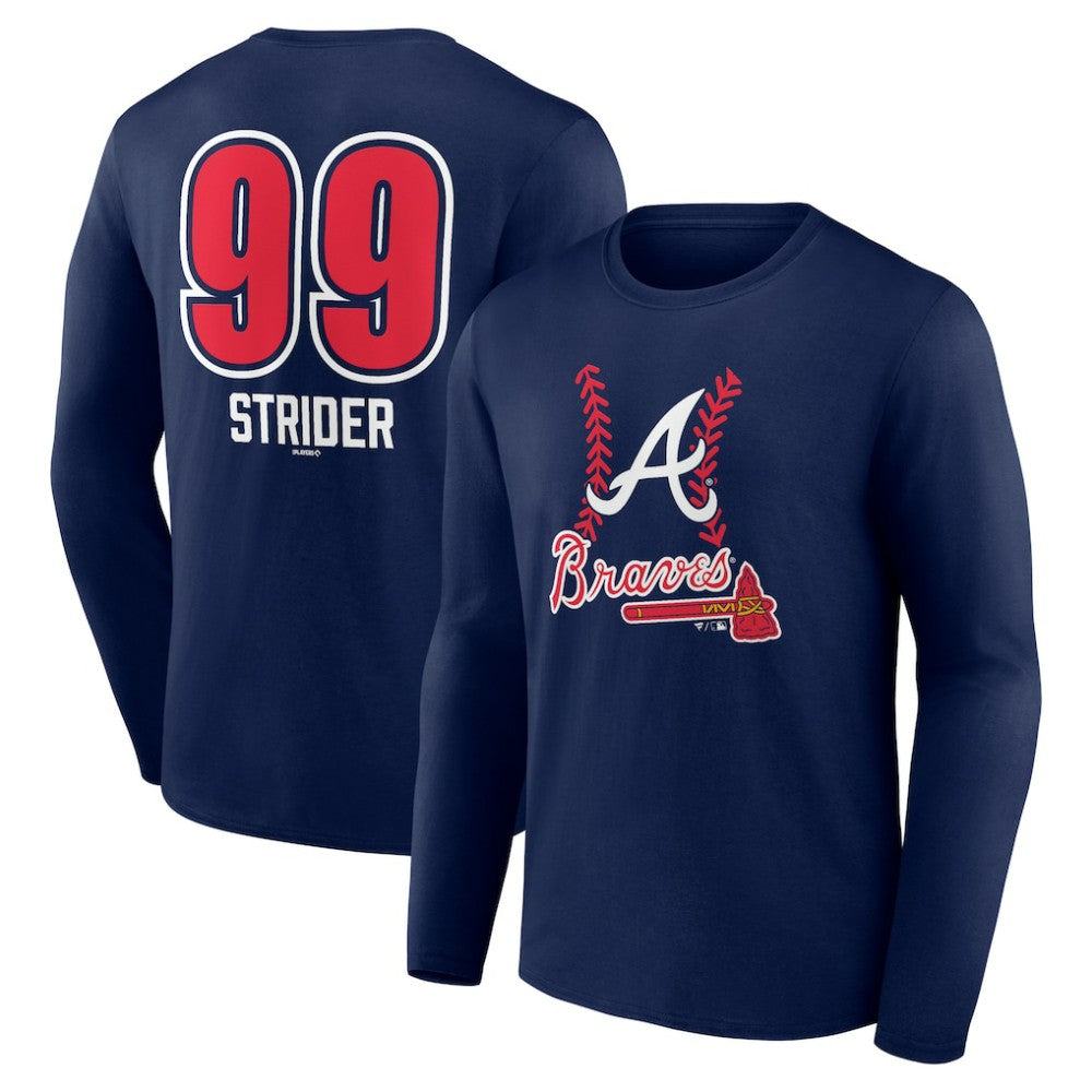 MLB Spencer Strider Atlanta Braves Fastball Player Name & Number Long Sleeve T-Shirt