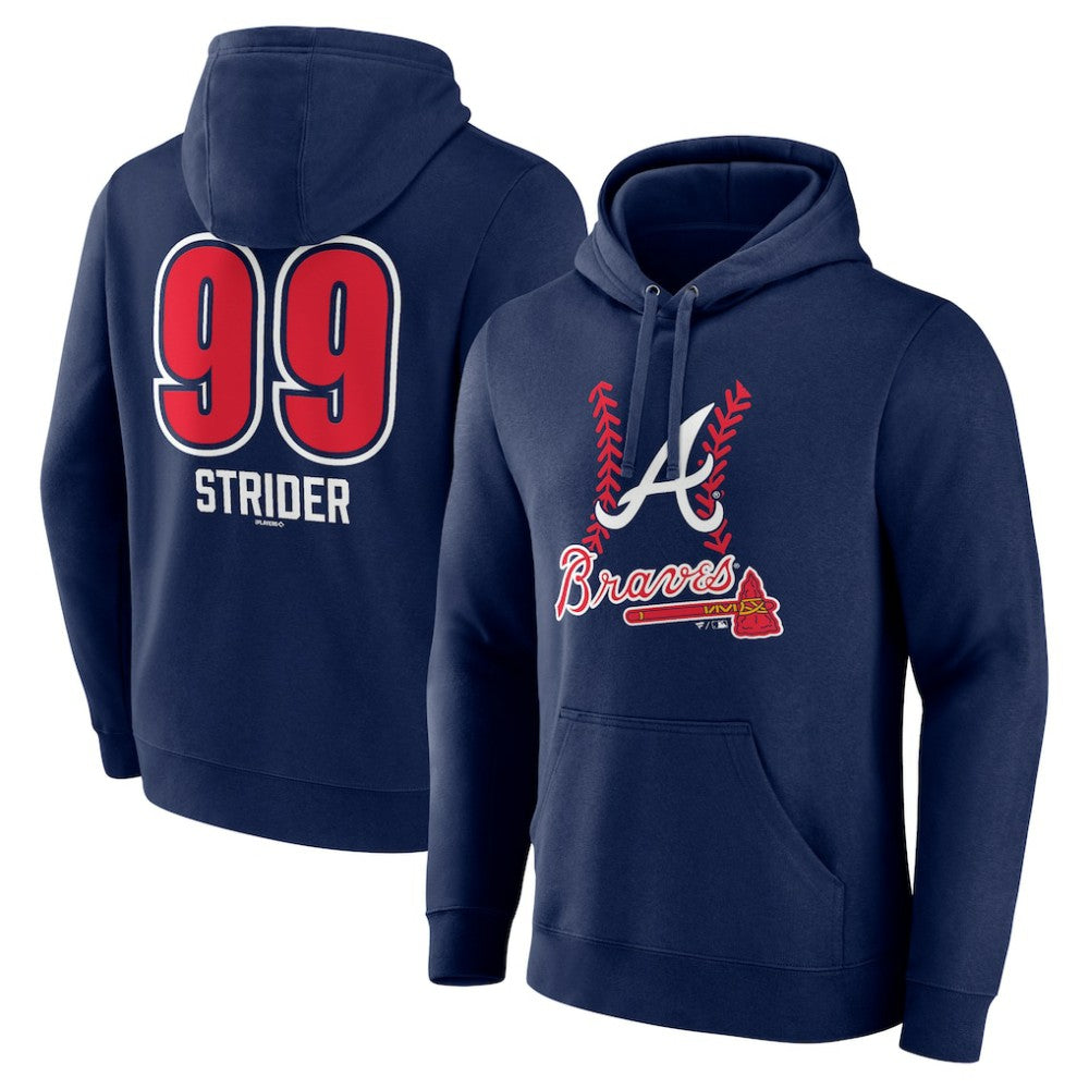 MLB Spencer Strider Atlanta Braves Fastball Player Name & Number Pullover Hoodie