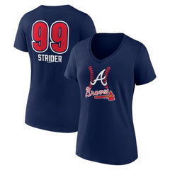 MLB Spencer Strider Atlanta Braves Women's Fastball Player Name & Number V-Neck T-Shirt