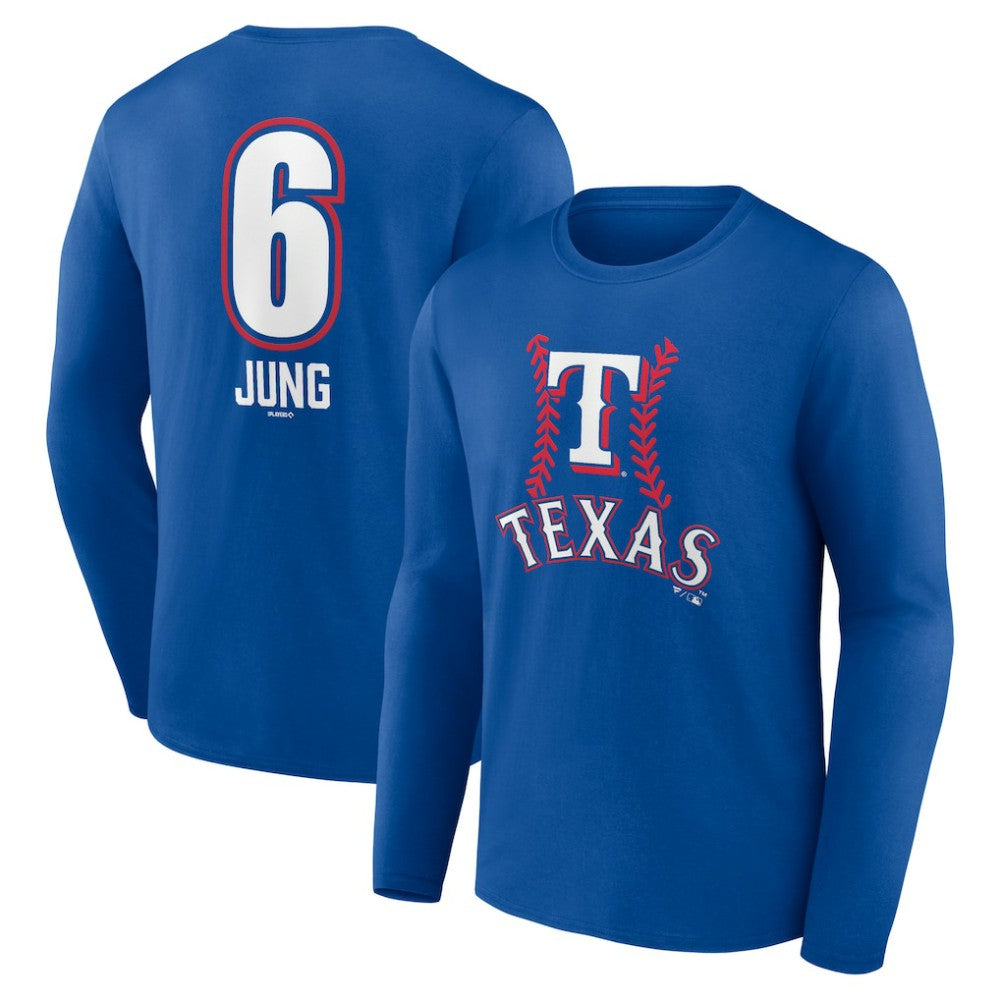 MLB Josh Jung Texas Rangers Fastball Player Name & Number Long Sleeve T-Shirt