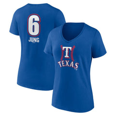 MLB Josh Jung Texas Rangers Women's Fastball Player Name & Number V-Neck T-Shirt