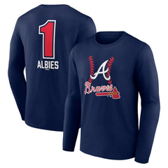 MLB Ozzie Albies Atlanta Braves Fastball Player Name & Number Long Sleeve T-Shirt