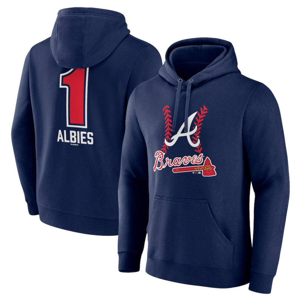 MLB Ozzie Albies Atlanta Braves Fastball Player Name & Number Pullover Hoodie