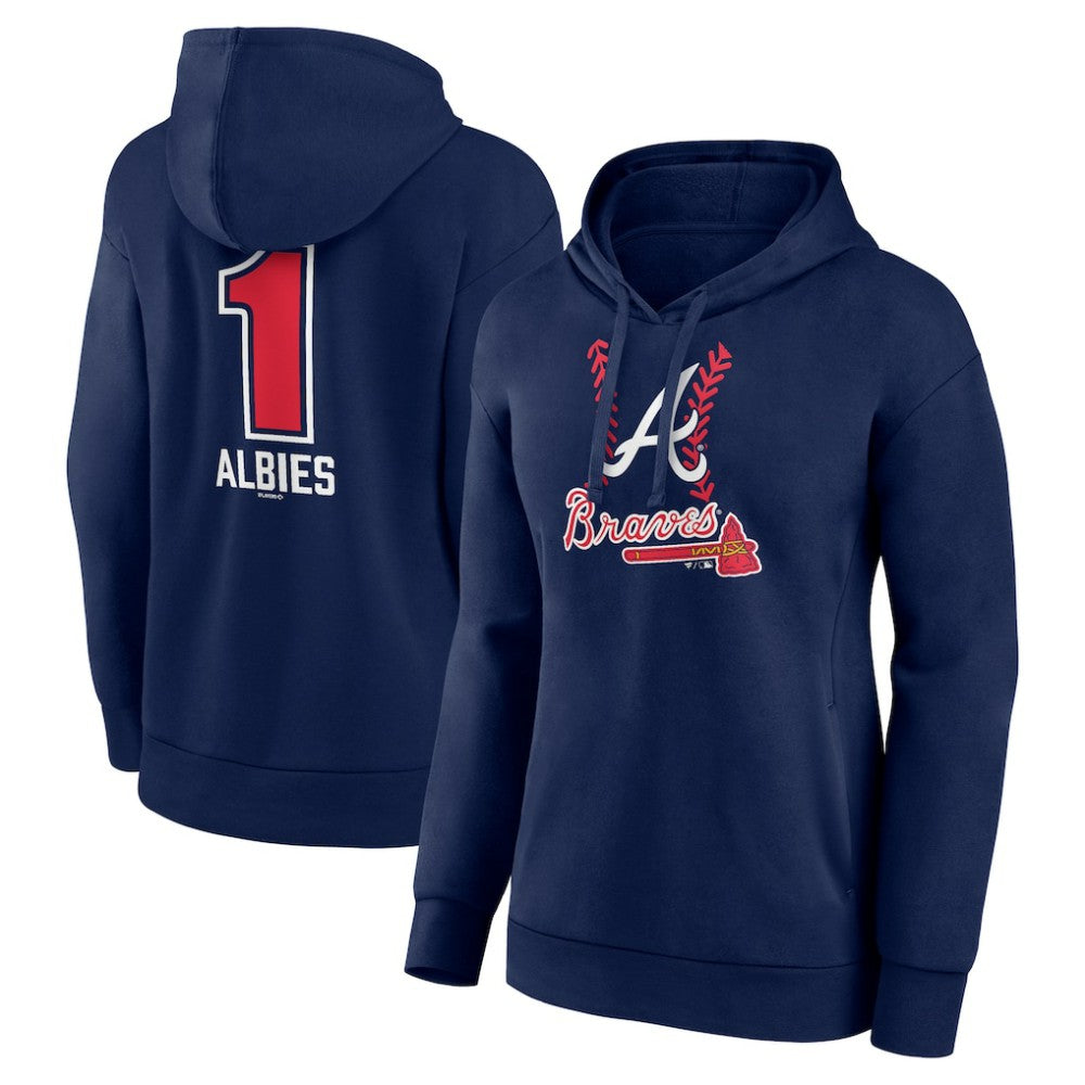 MLB Ozzie Albies Atlanta Braves Women's Fastball Player Name & Number Pullover Hoodie