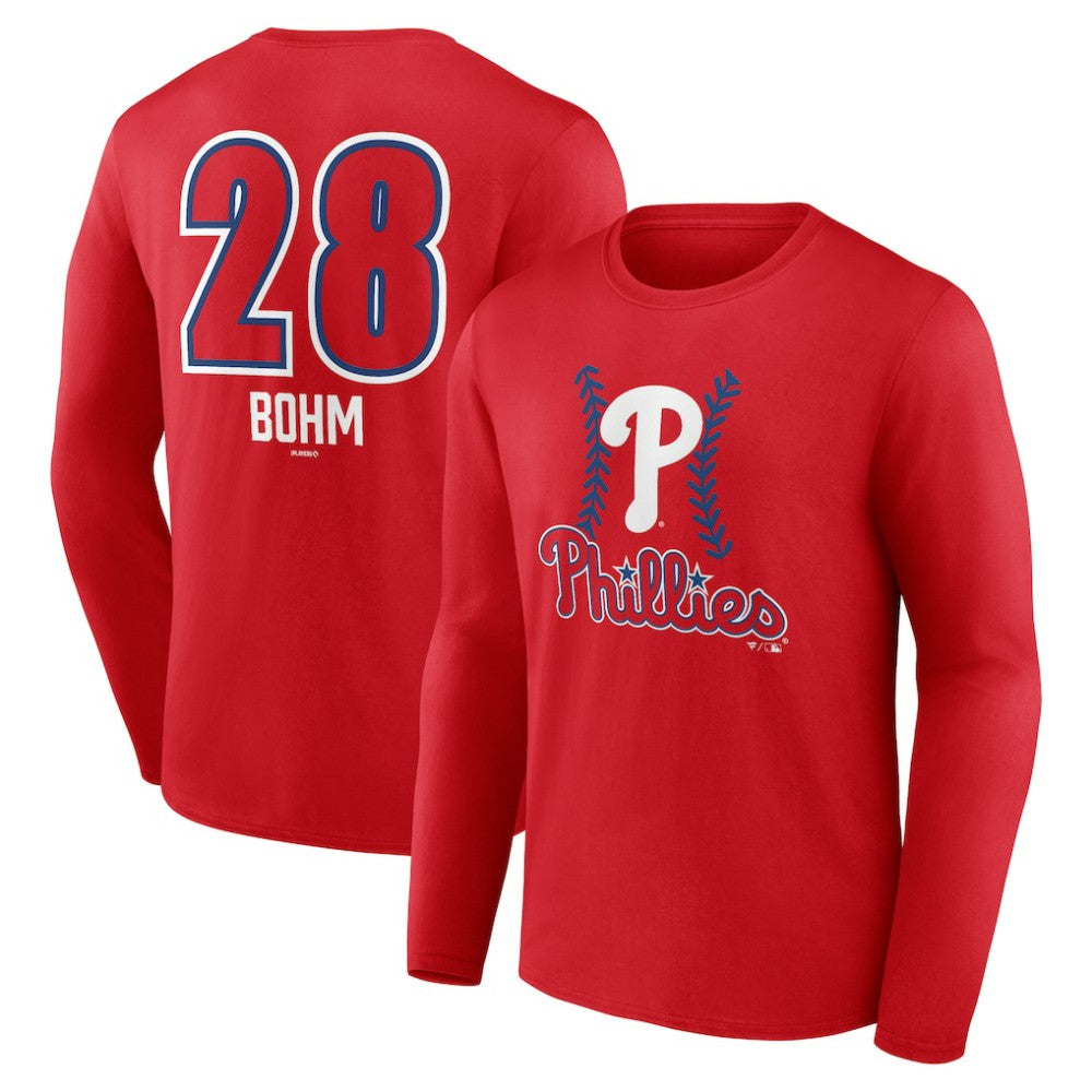 MLB Alec Bohm Philadelphia Phillies Fastball Player Name & Number Long Sleeve T-Shirt