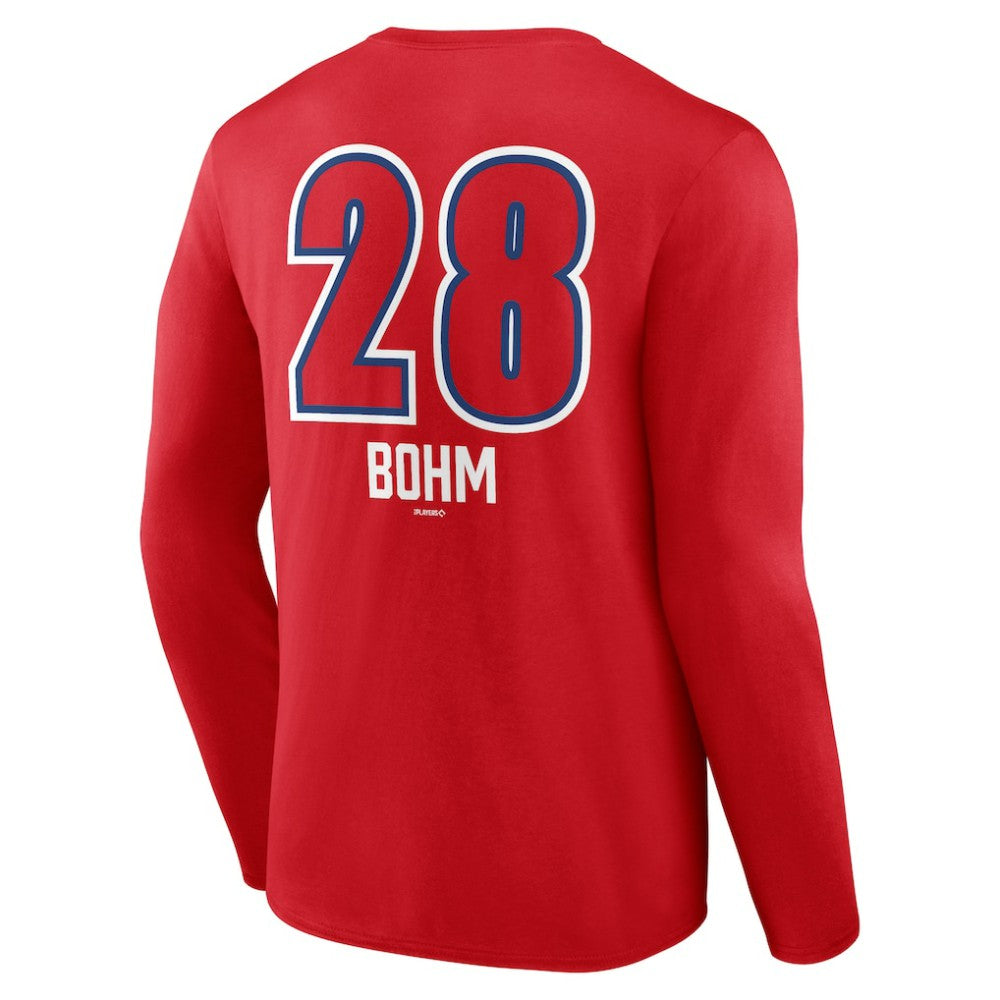 MLB Alec Bohm Philadelphia Phillies Fastball Player Name & Number Long Sleeve T-Shirt