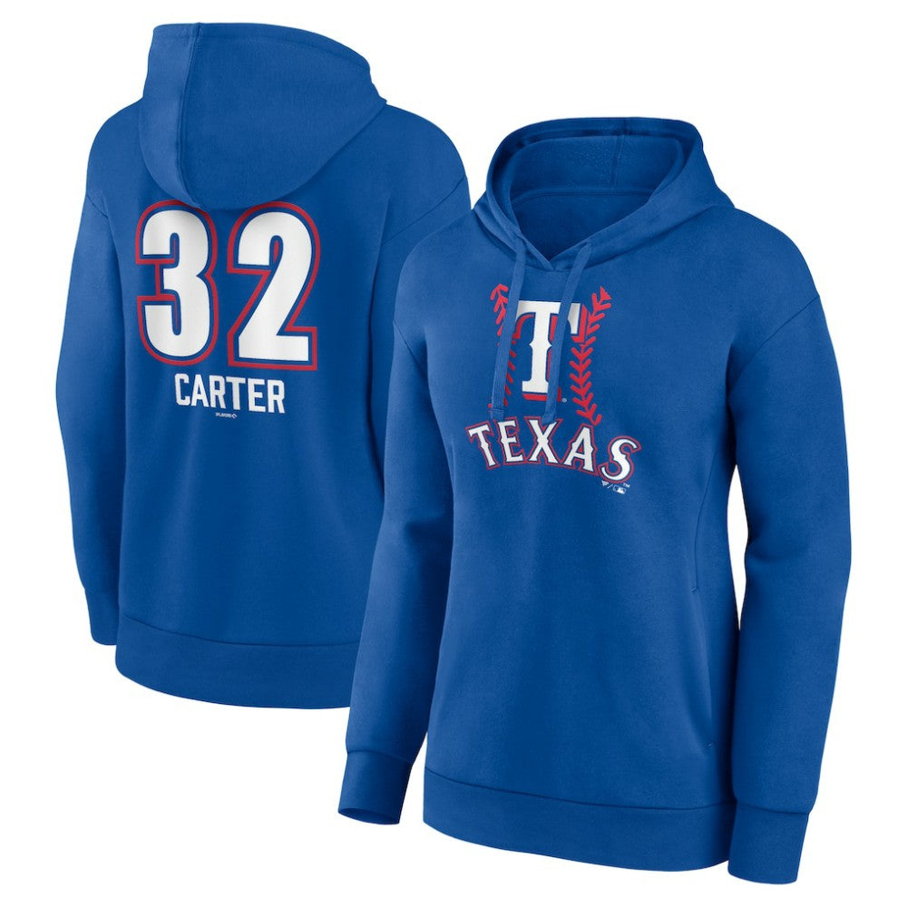 MLB Evan Carter Texas Rangers Women's Fastball Player Name & Number Pullover Hoodie