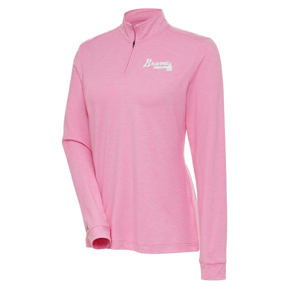 MLB Atlanta Braves Antigua Women's Mentor Quarter-Zip Pullover Top