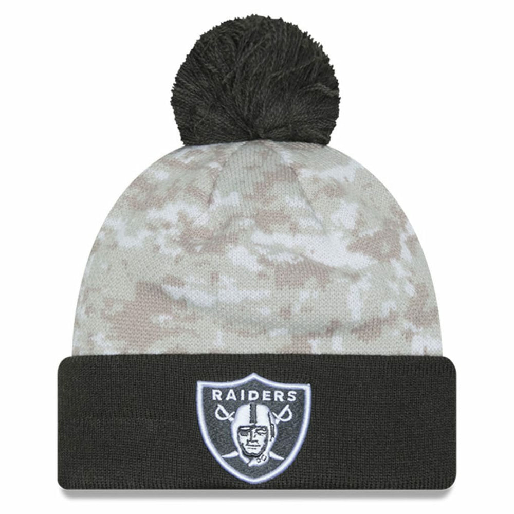 2024 Salute To Service Digital Camo Cuffed Knit Hat with Pom - Las Vegas Raiders