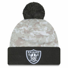 2024 Salute To Service Digital Camo Cuffed Knit Hat with Pom - Las Vegas Raiders