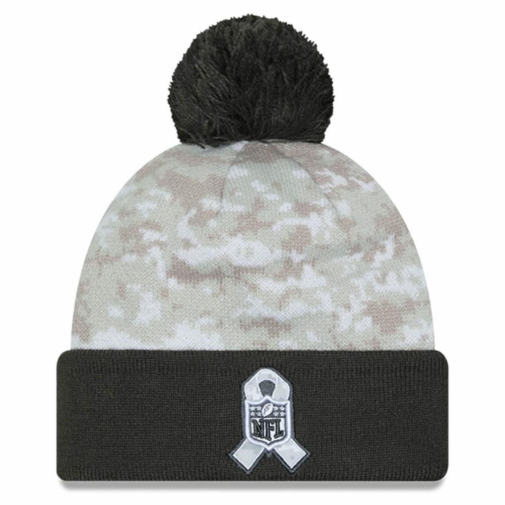 2024 Salute To Service Digital Camo Cuffed Knit Hat with Pom - Las Vegas Raiders