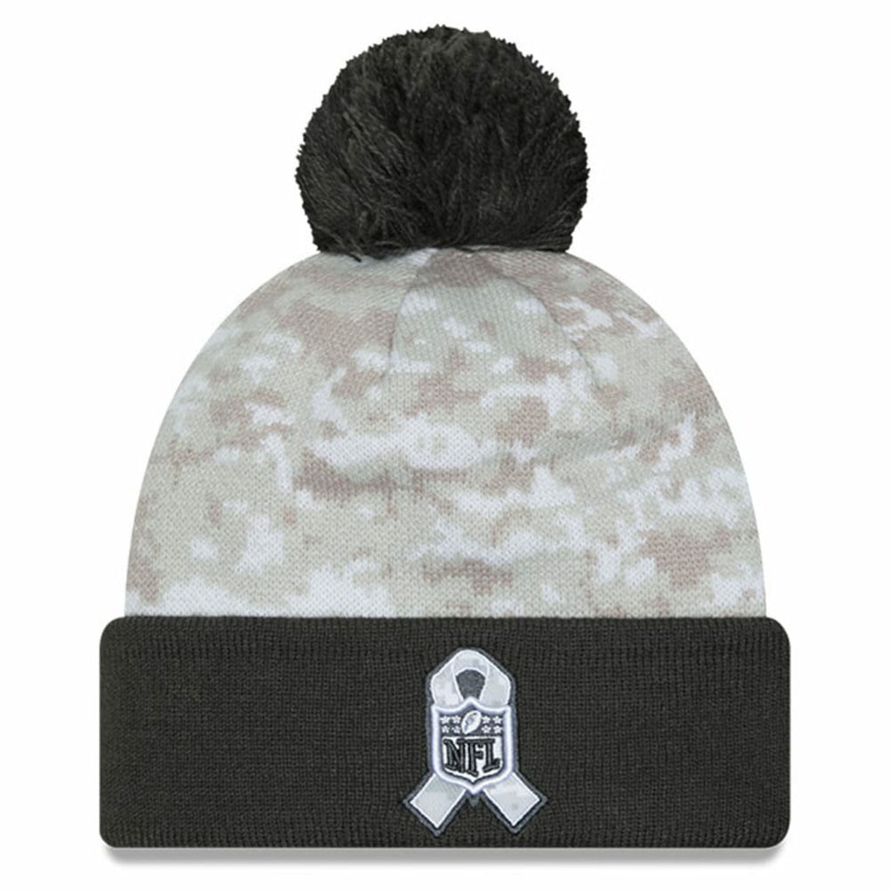 2024 Salute To Service Digital Camo Cuffed Knit Hat with Pom - Las Vegas Raiders