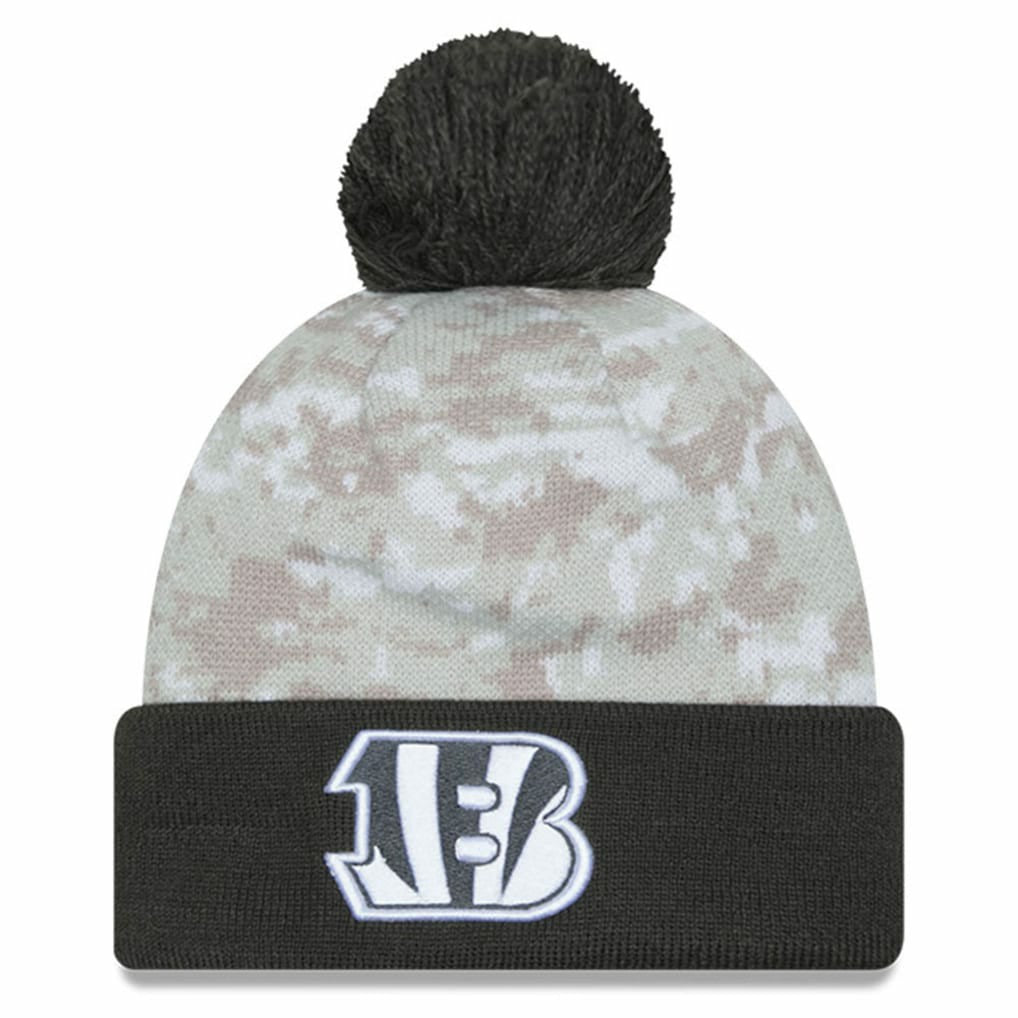 Youth 2024 Salute To Service Cuffed Pom Knit Hat - Cincinnati Bengals