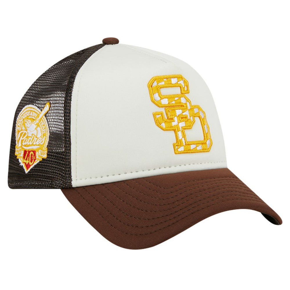 MLB San Diego Padres New Era Checkered Flag A-Frame Trucker 9FORTY Adjustable Hat
