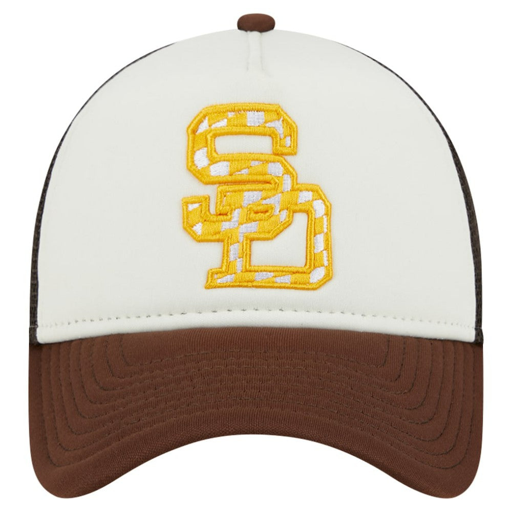 MLB San Diego Padres New Era Checkered Flag A-Frame Trucker 9FORTY Adjustable Hat