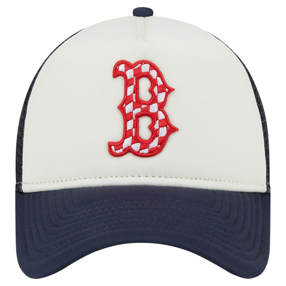 MLB Boston Red Sox New Era Checkered Flag A-Frame Trucker 9FORTY Adjustable Hat