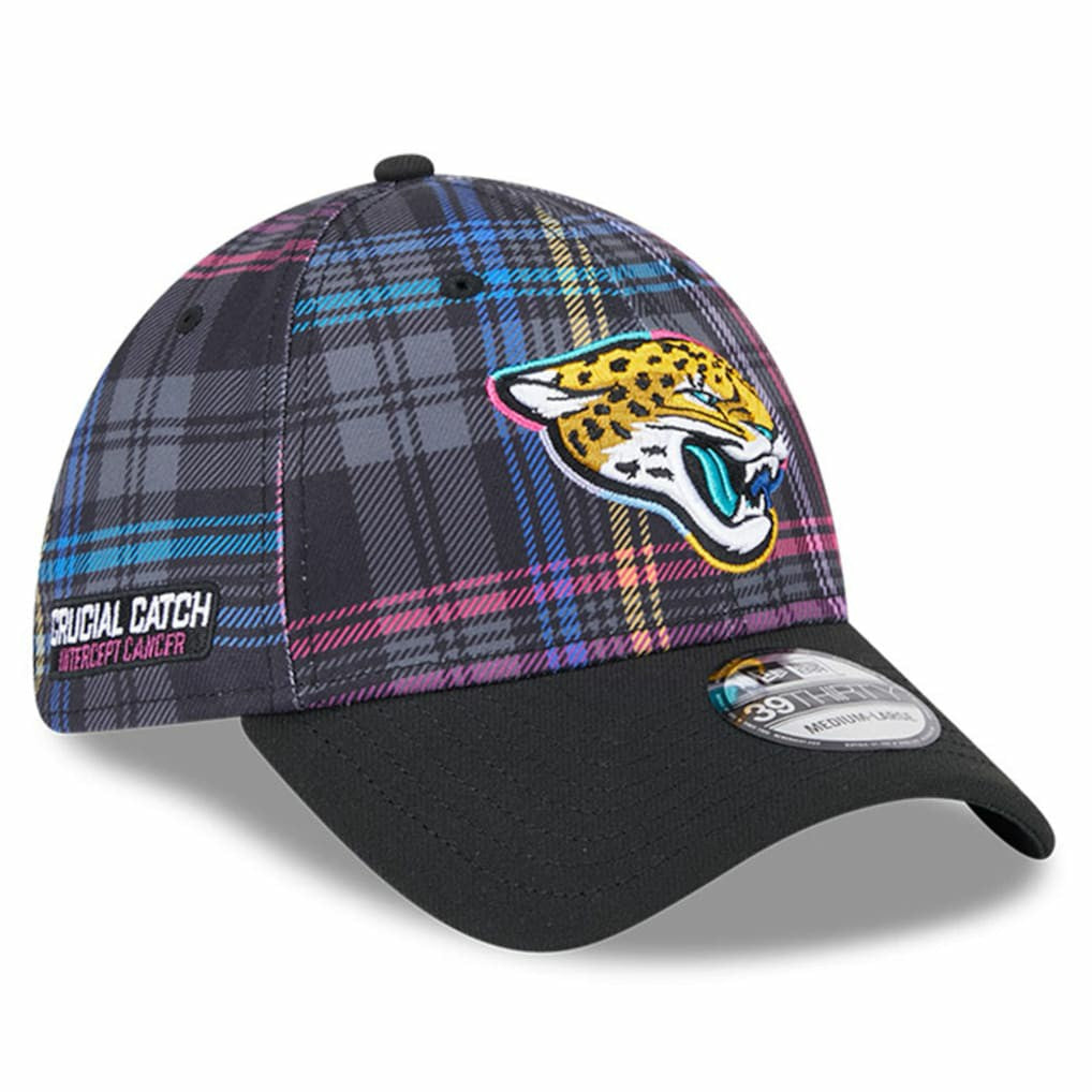 2024 NFL Crucial Catch Plaid 39THIRTY Flex Hat - Jacksonville Jaguars