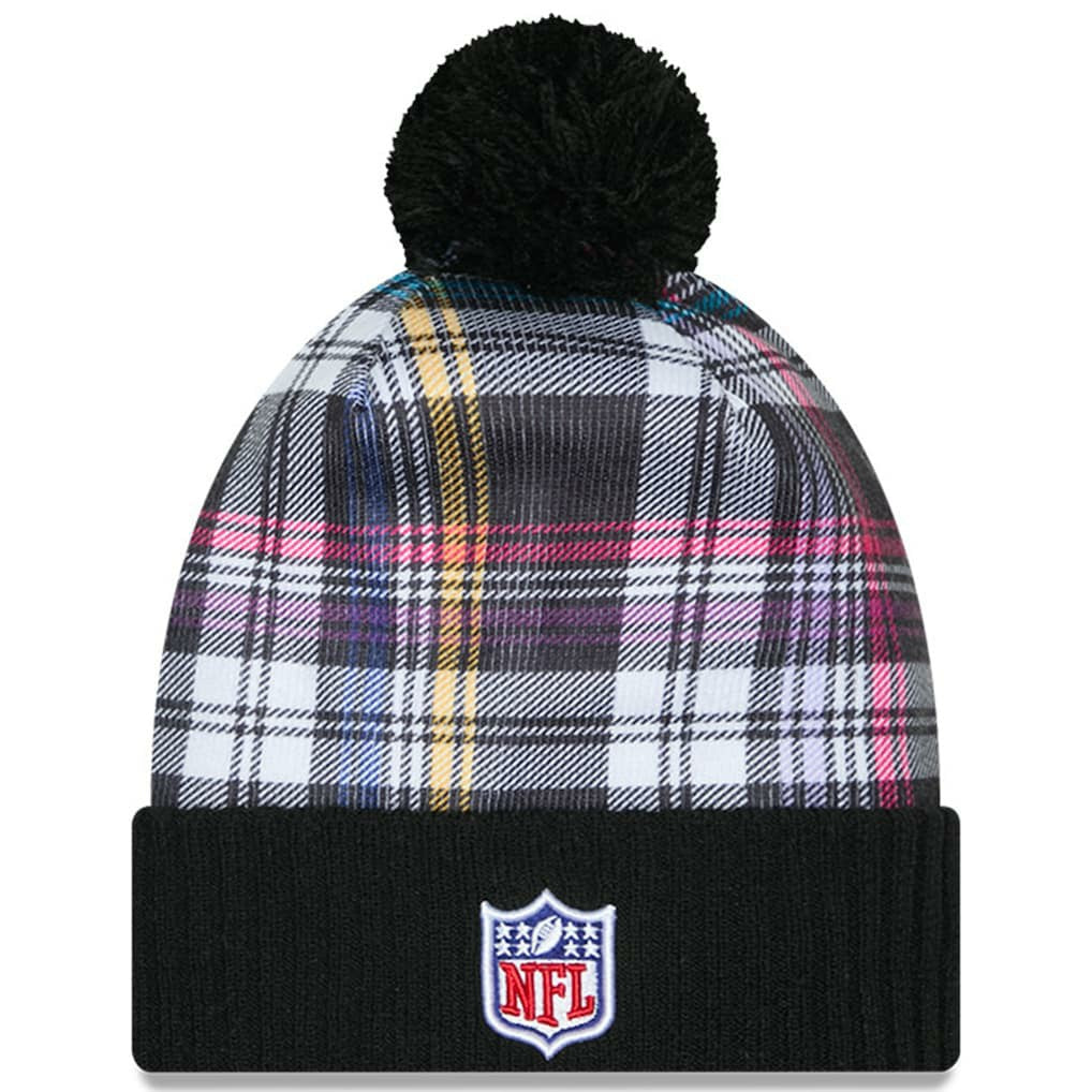 Youth 2024 NFL Crucial Catch Plaid Cuffed Pom Knit Hat - New York Jets