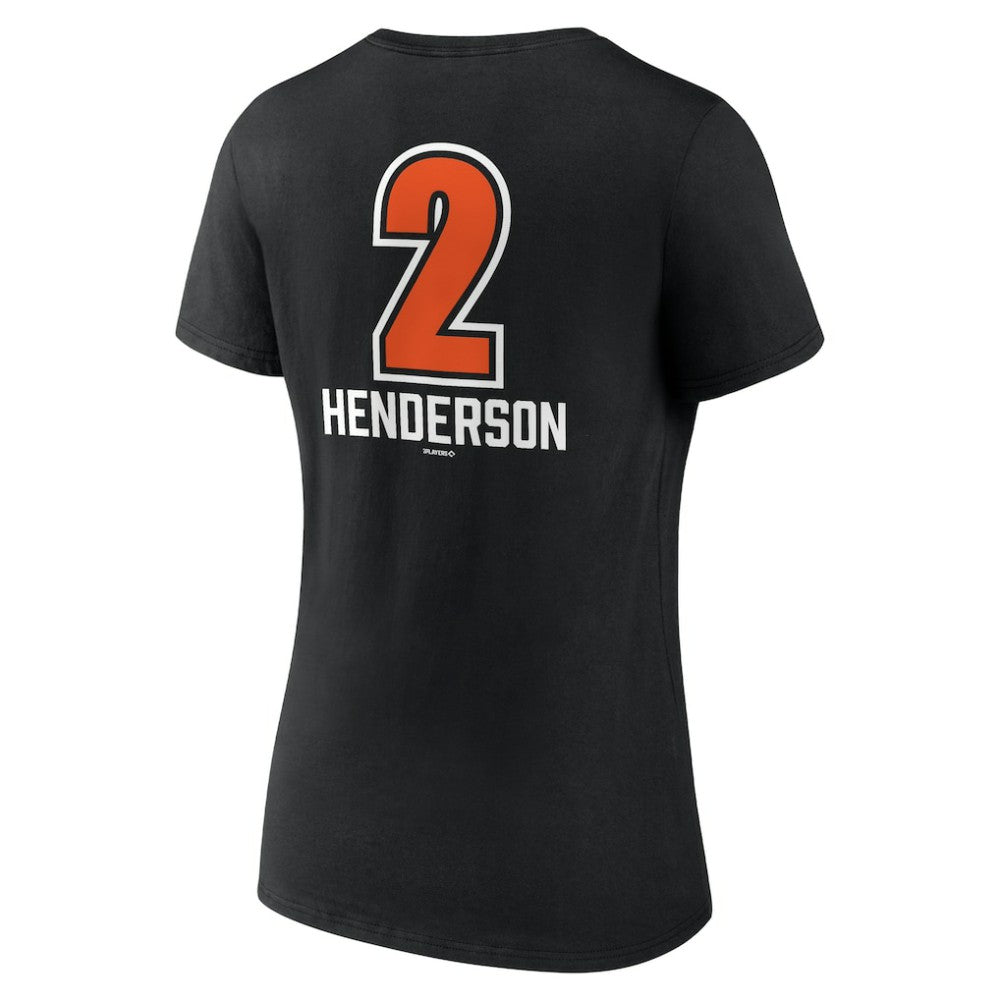 MLB Gunnar Henderson Baltimore Orioles Women's Fastball Player Name & Number V-Neck T-Shirt