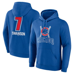 MLB Dansby Swanson Chicago Cubs Fastball Player Name & Number Pullover Hoodie