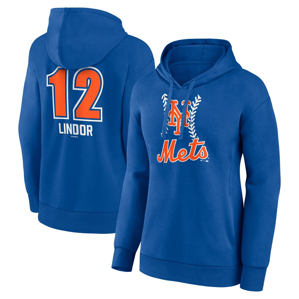 MLB Francisco Lindor New York Mets Women's Fastball Player Name & Number Pullover Hoodie